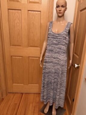 MAXMARA Leisure size XL 100% cotton knitted fabric black/white sleeveless dress